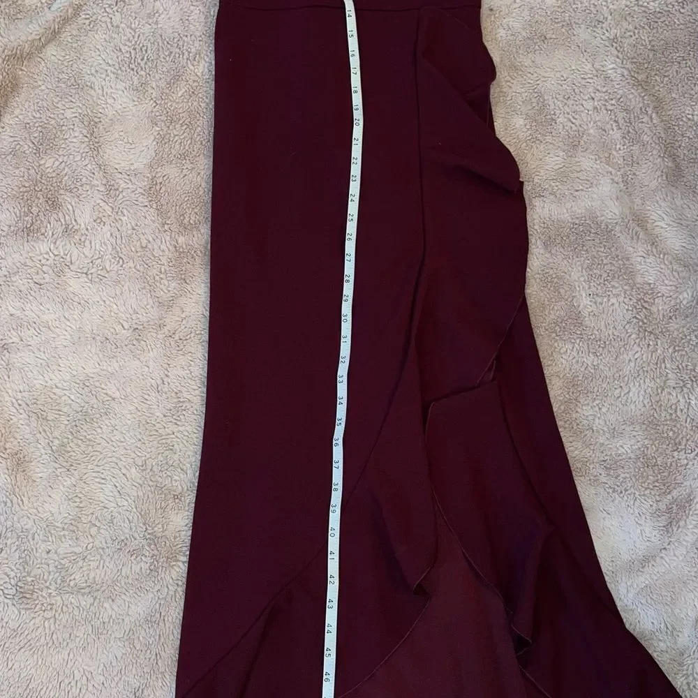 WOOSEA Sz M Wine Split Bodycon Mermaid Formal Event Prom Evening dress - Picture 12 of 13